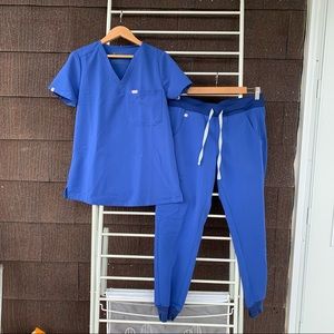 Figs Denim Blue Set: Catarina XS and Zamora Joggers Small Petite